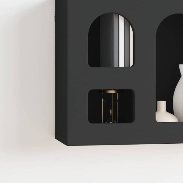 Висящ шкаф с рафт Черно 60 x 20 x 40 см Инженерно дърво