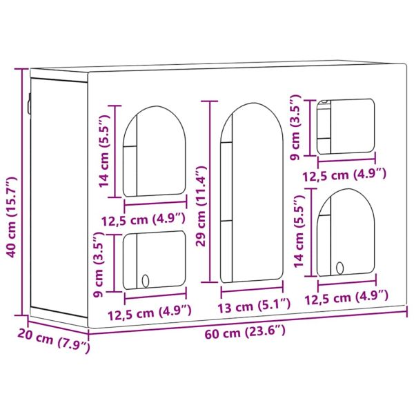 Висящ шкаф с рафт Черно 60 x 20 x 40 см Инженерно дърво
