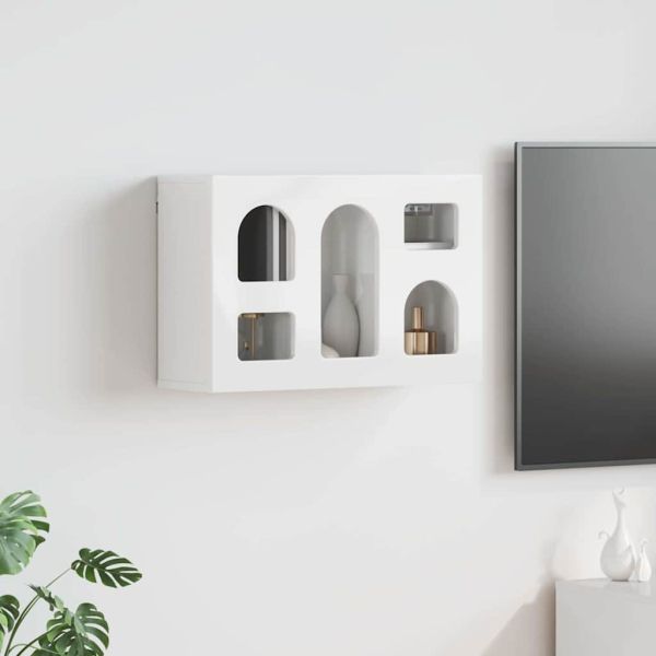 Висящ шкаф с рафт Лъскаво бяло 60 x 20 x 40 см Инженерно дърво