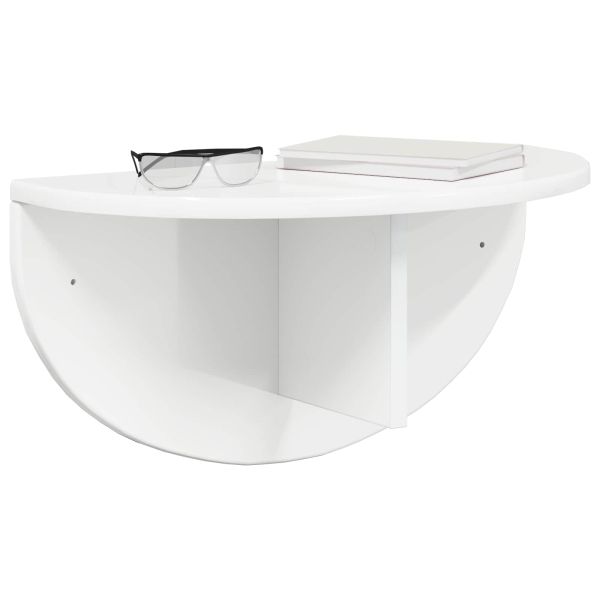 Стенен рафт 2 pcs Лъскаво бяло 38 x 19 x 19 см Инженерно дърво