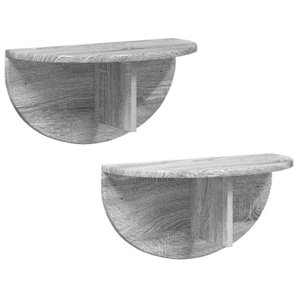 Стенен рафт 2 pcs Сив Сонома 38 x 19 x 19 см Инженерно дърво