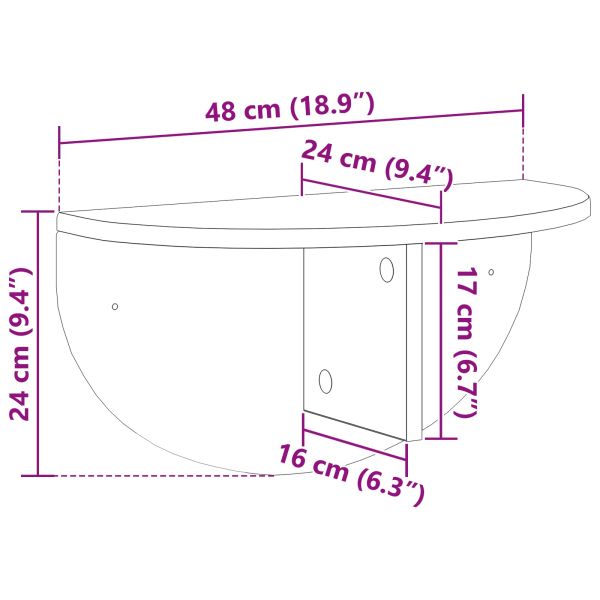 Стенен рафт 2 pcs Дъб 38 x 19 x 19 см Инженерно дърво