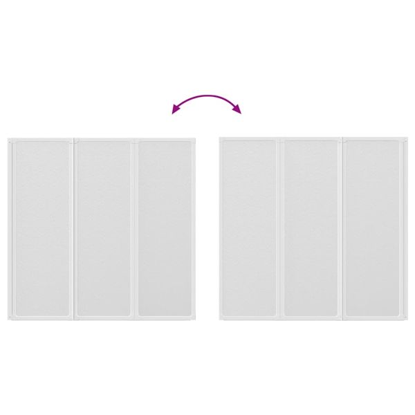 Сгъваем параван за баня с 3 панела, 117 x 120 см