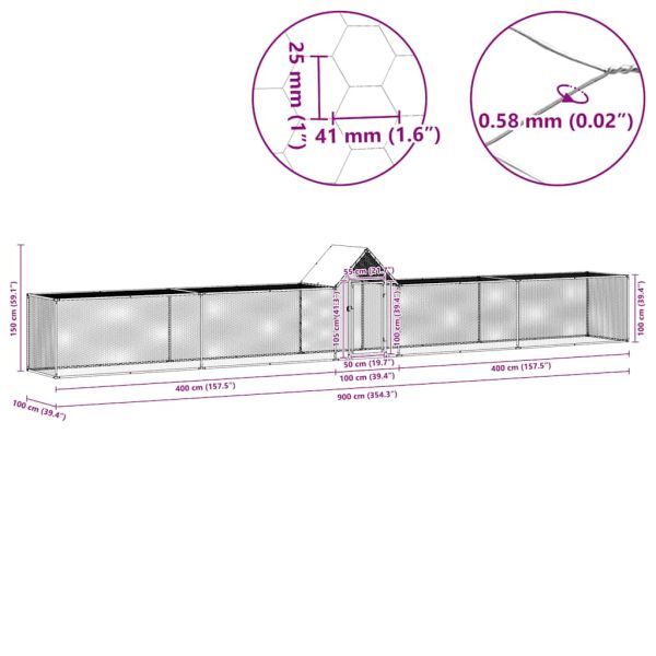 Птичарник, 9x1x1,5 м, поцинкована стомана