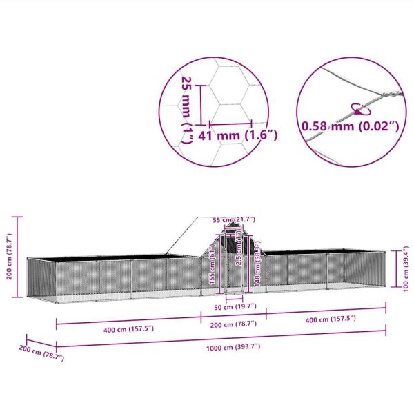 Птичарник, 10x2x2 м, поцинкована стомана