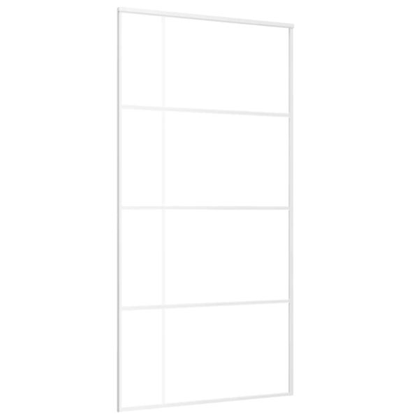 Плъзгаща се врата, ESG стъкло и алуминий, 102,5x205 см, бяла
