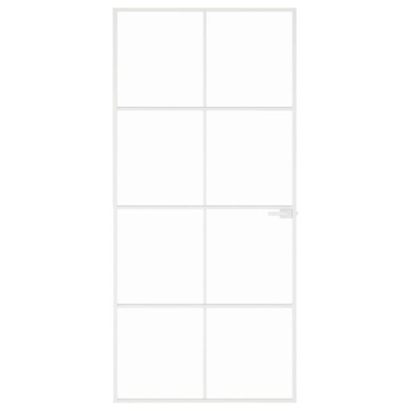 Интериорна врата бяла 93x201,5 см закалено стъкло и алуминий