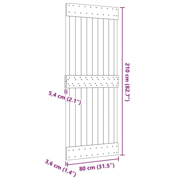 Врата "NARVIK" 80x210 см масивна дървесина бор