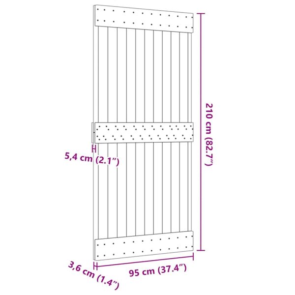 Врата "NARVIK" 95x210 см масивна дървесина бор