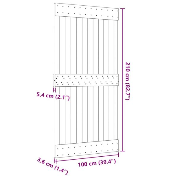 Врата "NARVIK" 100x210 см масивна дървесина бор