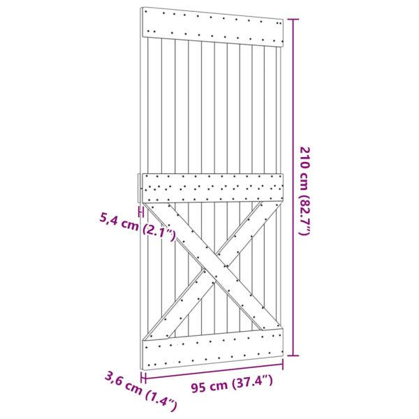 Врата "NARVIK" 95x210 см масивна дървесина бор