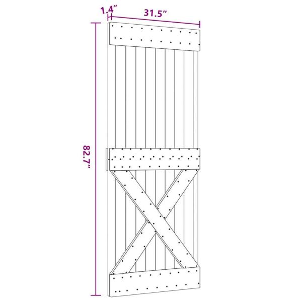Врата "NARVIK" 80x210 см масивна дървесина бор