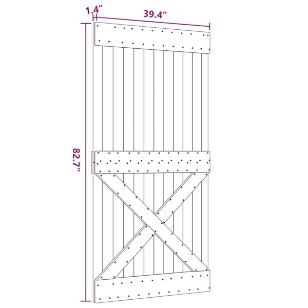 Врата "NARVIK" 100x210 см масивна дървесина бор
