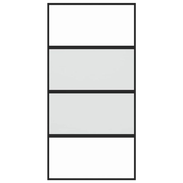 Плъзгаща се врата черна 102,5x205 см закалено стъкло и алуминий