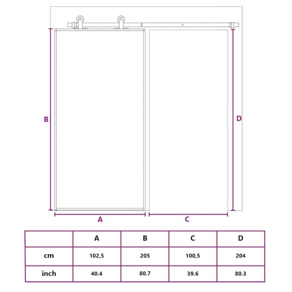 Плъзгаща се врата черна 102,5x205 см закалено стъкло и алуминий