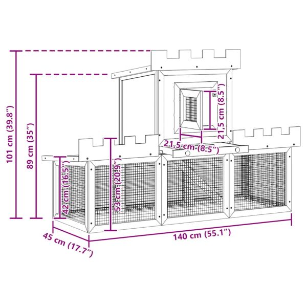 Външна клетка за зайци/малки животни, дървена, голяма, с 1 къща