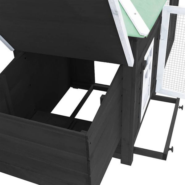 Птичарник с места за гнездене, сив, 190x72x102 см, масивен чам