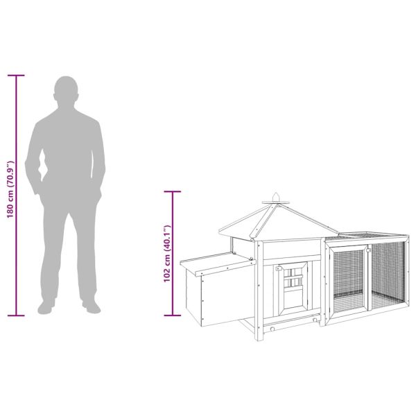 Птичарник с места за гнездене, мока, 190x72x102 см, масивен чам