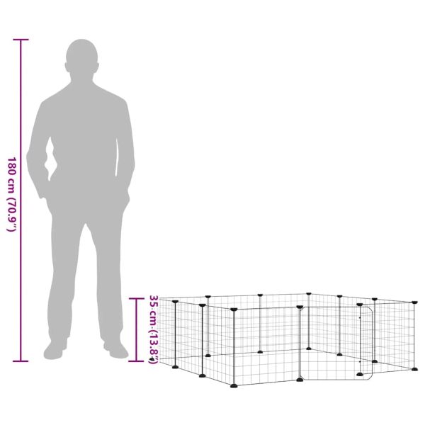 Клетка за домашни любимци с 12 панела и врата, черна, 35x35 см, стомана