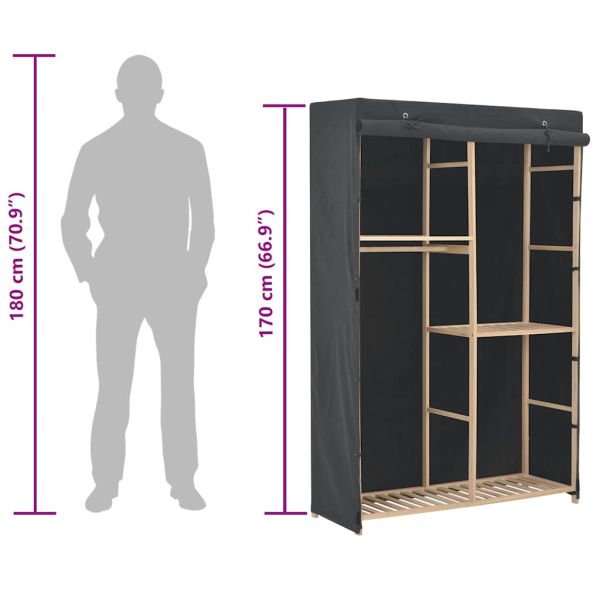 Гардероб с три рафта, сив, 110x40x170 см, текстил