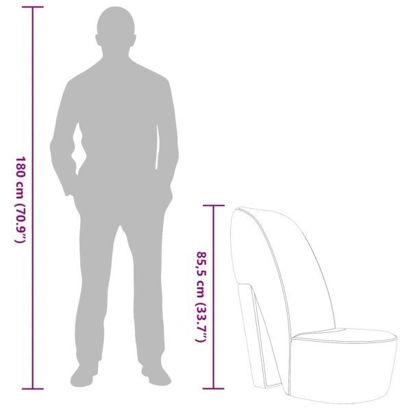 Стол във форма на обувка на висок ток, сив, изкуствена кожа