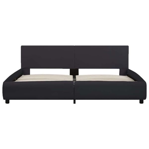 Рамка за легло с LED, черна, изкуствена кожа, 160x200 cм