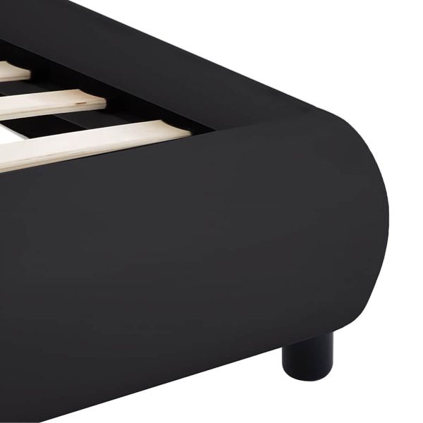 Рамка за легло с LED, черна, изкуствена кожа, 160x200 cм