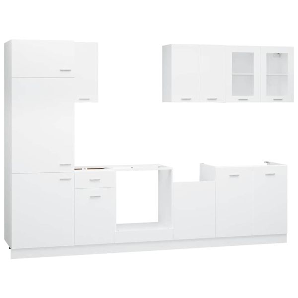 Комплект кухненски шкафове от 8 части "Lyon", бяло инженерно дърво