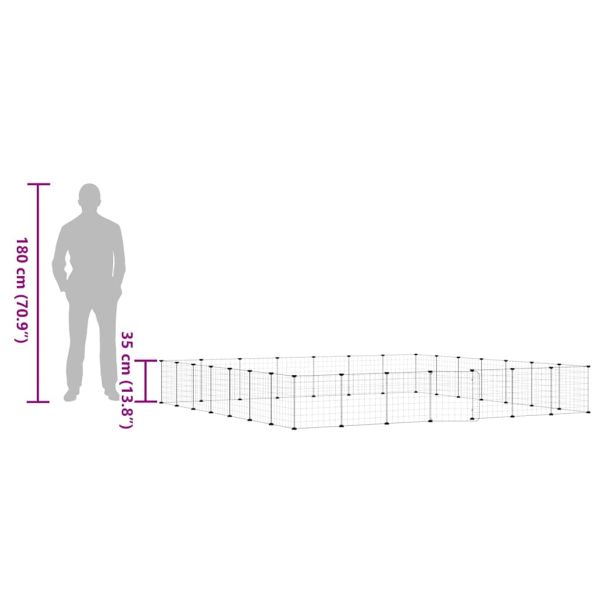 Клетка за животни с врата, 28 панела, черна, 35x35 см, стомана