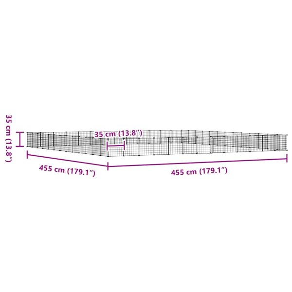 Клетка за животни с врата, 52 панела, черна, 35x35 см, стомана