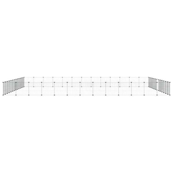 Клетка за животни с врата, 52 панела, черна, 35x35 см, стомана
