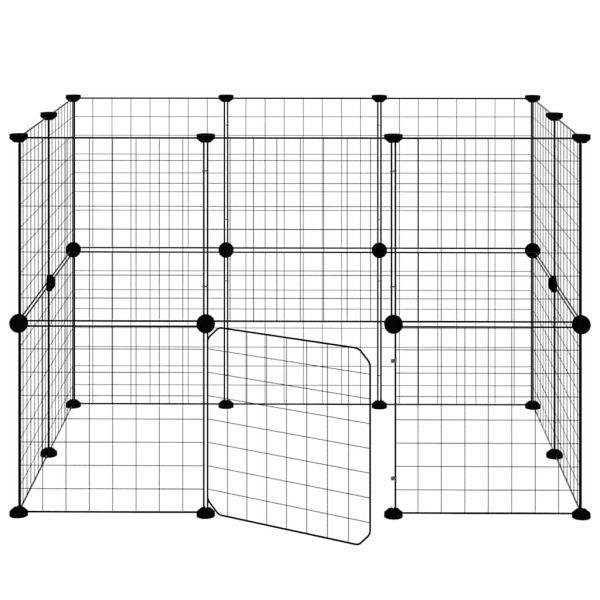 Клетка за животни с врата, 20 панела, черна, 35x35 см, стомана