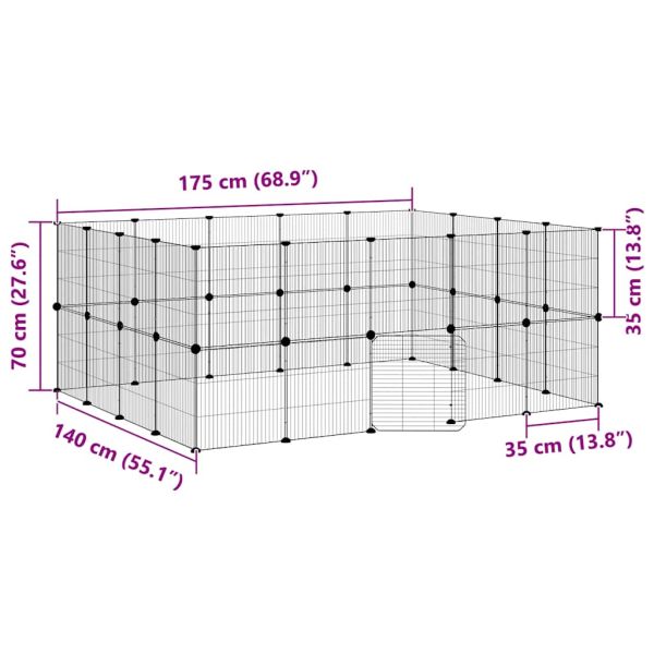Клетка за животни с врата, 36 панела, черна, 35x35 см, стомана