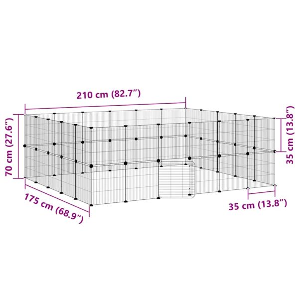 Клетка за животни с врата, 44 панела, черна, 35x35 см, стомана