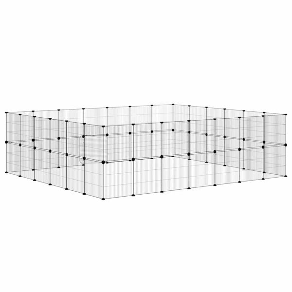 Клетка за животни с врата, 52 панела, черна, 35x35 см, стомана