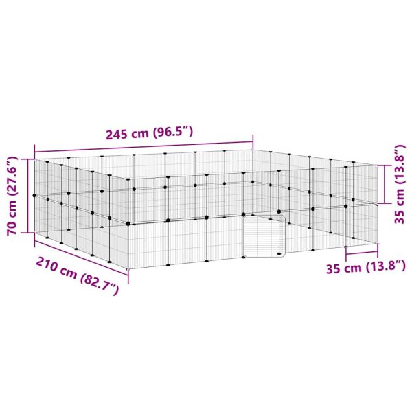 Клетка за животни с врата, 52 панела, черна, 35x35 см, стомана