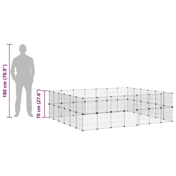 Клетка за животни с врата, 52 панела, черна, 35x35 см, стомана