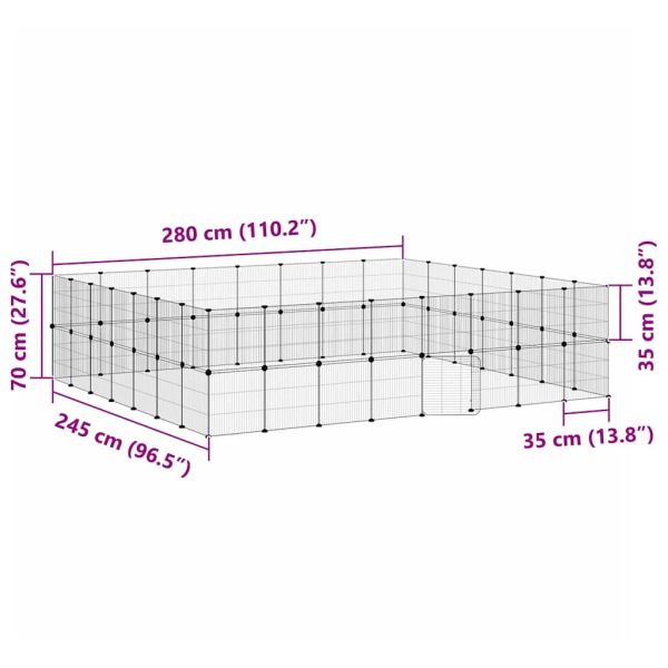 Клетка за животни с врата, 60 панела, черна, 35x35 см, стомана