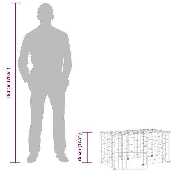 Клетка за животни с врата, 8 панела, черна, 35x35 см, стомана