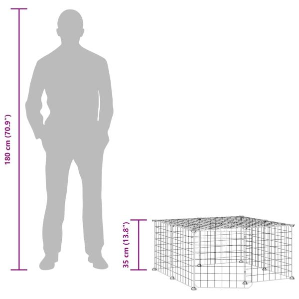 Клетка за животни с врата, 12 панела, черна, 35x35 см, стомана