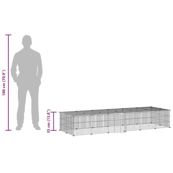 Клетка за животни с врата, 28 панела, черна, 35x35 см, стомана