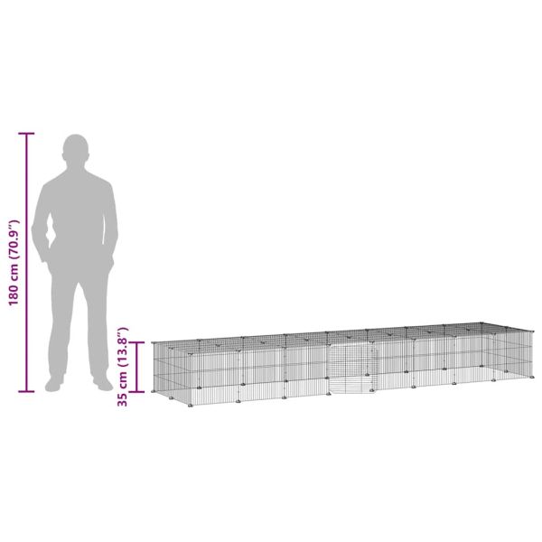 Клетка за животни с врата, 36 панела, черна, 35x35 см, стомана