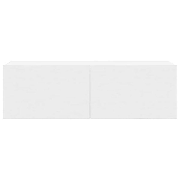 Комплект ТВ шкафове от 7 части, бял, инженерно дърво