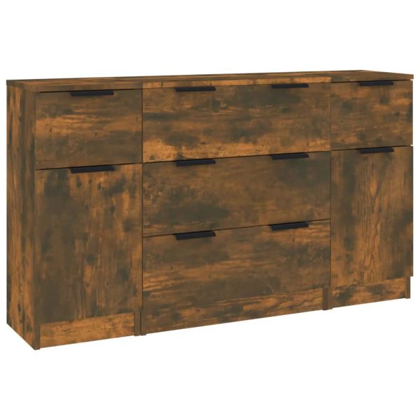 Бюфет от 3 части, опушен дъб, инженерно дърво