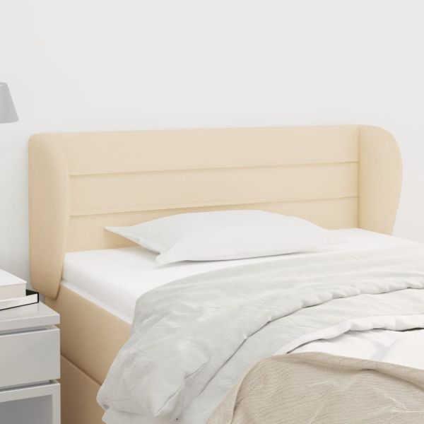 Горна табла за легло с уши, кремава, 93x23x78/88 см, плат