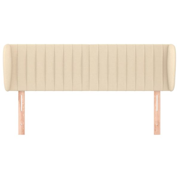 Горна табла за легло с уши, кремава, 147x23x78/88 см, плат
