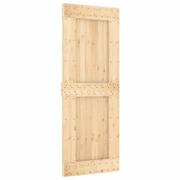 Плъзгаща врата с монтажни части, 80x210 см, борово дърво масив