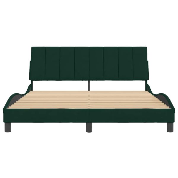 Рамка за легло без матрак Hanko, тъмнозелена, 160x200 см, кадифе