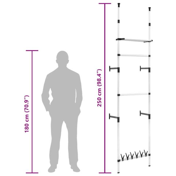 Телескопична система за гардероб с лостове и рафт, алуминий