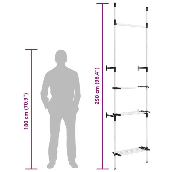 Телескопична система за гардероб с лостове и рафт, алуминий